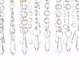 Lustră cu mărgele de cristal, argintiu, 104 cm, E14 - Img 7