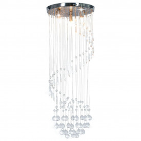 Lustră cu mărgele de cristal, argintiu, spirală, G9