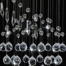 Lustră cu mărgele de cristal, argintiu, spirală, G9 - Img 5