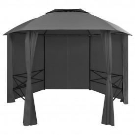 Marchiză pavilion cort de grădină cu perdele, 360x265 cm, hexagonal - Img 1