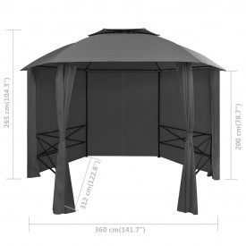 Marchiză pavilion cort de grădină cu perdele, 360x265 cm, hexagonal - Img 8