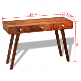 Masă consolă cu 3 sertare, 76 cm, lemn masiv de sheesham - Img 5