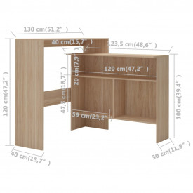 Masă de bar cu 2 blaturi, stejar, 130x40x120 cm - Img 11