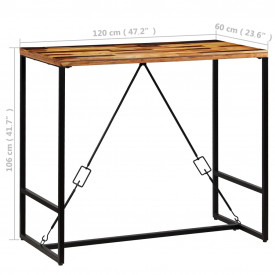 Masă de bar din lemn masiv reciclat, 120 x 60 x 106 cm - Img 8