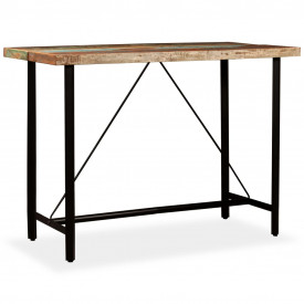 Masă de bar din lemn masiv reciclat, 150 x 70 x 107 cm - Img 12