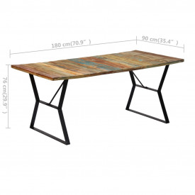 Masă de bucătărie, 180 x 90 x 76 cm, lemn masiv reciclat - Img 6