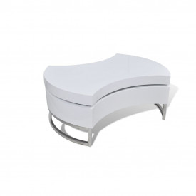 Masă de cafea cu sistem depozitare high-gloss, Alb - Img 2