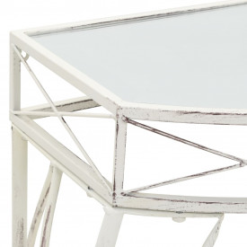 Masă laterală stil franțuzesc, alb, 82 x 39 x 76 cm, metal - Img 4
