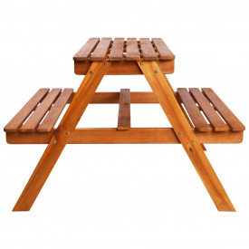 Masă picnic pentru copii cu umbrelă, 79x90x60 cm, lemn acacia - Img 5