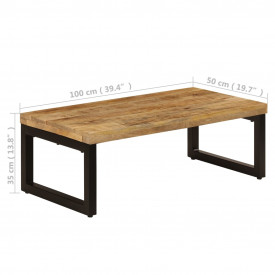 Măsuță de cafea 110x50x35 cm lemn masiv de mango și oțel - Img 9
