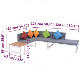 Mobilier de grădină cu canapea de colț, 19 piese, aluminiu WPC - Img 10
