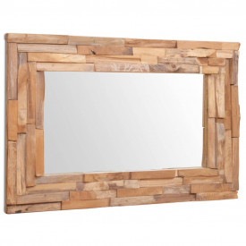 Oglindă decorativă din lemn de tec, 90 x 60 cm, dreptunghiular - Img 5