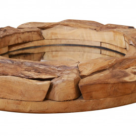 Oglindă decorativă Lemn de tec 60 cm Rotundă - Img 6