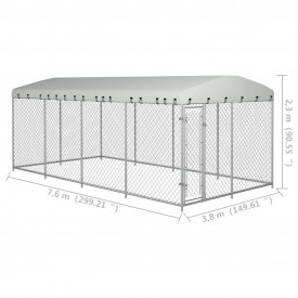 Padoc de exterior cu acoperiș pentru câini, 8 x 4 m - Img 5