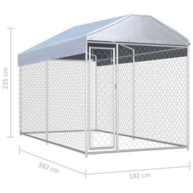 Padoc de exterior cu prelată pentru câini, 382x192x235 m - Img 3