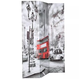 Paravan cameră pliabil, 120x170 cm, autobuz londonez, negru/alb - Img 3