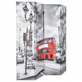 Paravan cameră pliabil, 160x170 cm, autobuz londonez, negru/alb - Img 2