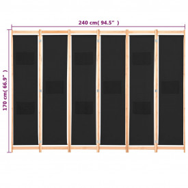 Paravan de cameră cu 6 panouri, 240x170 x4 cm, material textil - Img 8