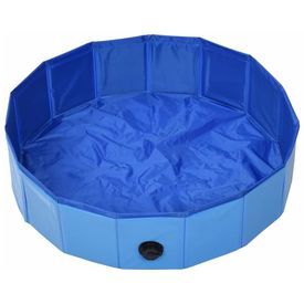 Piscină pentru câini pliabilă, albastru, 80 x 20 cm, PVC - Img 3