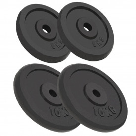 Plăci de greutate 4 buc, 2 x 10 kg + 2 x 5 kg, fontă