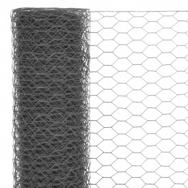Plasă de sârmă, gri, 25x0,5 m, oțel cu înveliș PVC, hexagonal - Img 3