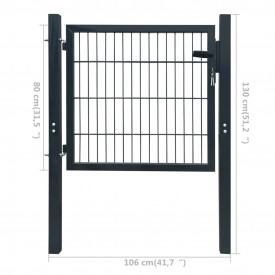 Poartă 2D pentru gard (simplă) 106 x 130 cm, gri antracit - Img 6