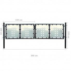 Poartă dublă neagră pentru gard 300 x 150 cm - Img 5