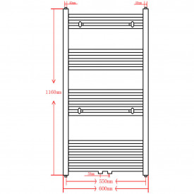 Radiator port-prosop încălzire centrală baie, drept, 600x1160mm, negru - Img 9