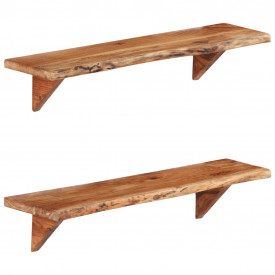Rafturi de perete, 2 buc., 90x20x16 cm, lemn masiv de acacia