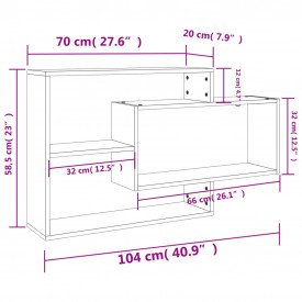 Rafturi de perete, gri beton, 104 x 24 x 60 cm, PAL - Img 7