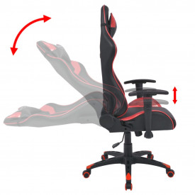 Scaun birou rabatabil, design racing, piele artificială, roșu - Img 3