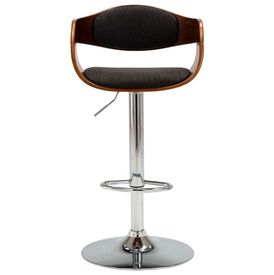 Scaun de bar, gri, lemn curbat și material textil - Img 2