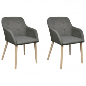 Scaun de bucătărie 2 buc., cadru stejar, material textil, gri