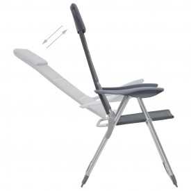 Scaun de camping, 2 buc, gri, 58 x 69 x 111 cm, aluminiu - Img 6