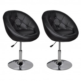 Scaun de club, 2 buc., piele artificială, negru - Img 2