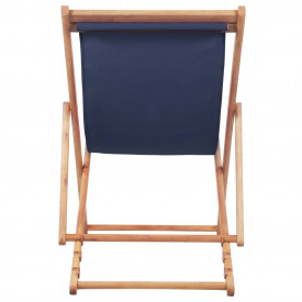 Scaun de plajă pliabil, albastru, textil și cadru din lemn - Img 4