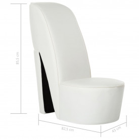 Scaun, design toc înalt, alb, piele ecologică - Img 7