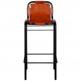 Scaune de bar din piele naturală 46 x 45 x 94 cm, 2 buc. - Img 3