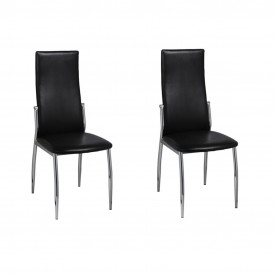 Scaune de bucătărie, 2 buc., piele artificială, negru - Img 2