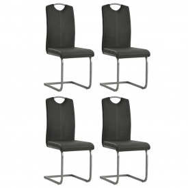 Scaune de bucătărie 4 buc piele artificială 43x55x100 cm, gri