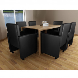 Scaune de bucătărie, 6 buc., piele artificială, negru - Img 6