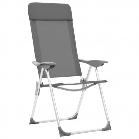 Scaune de camping pliante, 2 buc, gri, aluminiu - Img 3