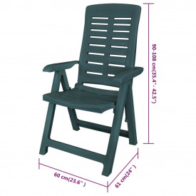 Scaune grădină rabatabile, 6 buc, 60x61x108 cm, plastic, verde - Img 8