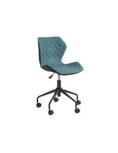 Set birou HM Lima B1, cu usa si sertar, PAL melaminat, 120x55x75 cm, alb si scaun copii HM Matrix, Ergonomic, Stofa Piele ecologica, 100 Kg, Negru Turcoaz - Img 2