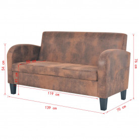 Set canapea 2 piese Piele întoarsă artificială Maro - Img 12