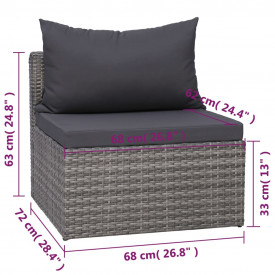 Set canapea de grădină cu perne, 7 piese, gri, poliratan - Img 12