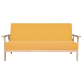 Set canapea din 3 piese, material textil, galben - Img 3