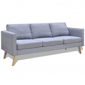 Set canapele cu 2 locuri și 3 locuri, textil, gri deschis - Img 5