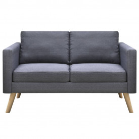 Set canapele cu 2 locuri și 3 locuri, textil, gri închis - Img 2