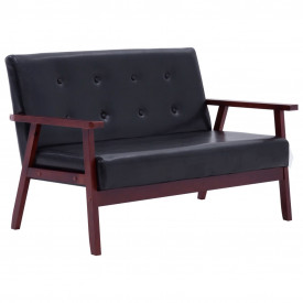 Set de canapele, 2 piese, negru, piele ecologică - Img 6